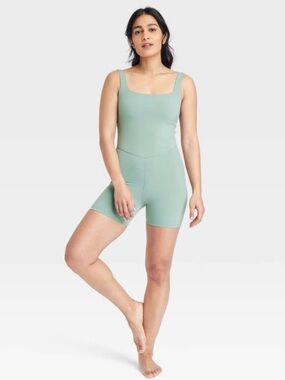 Sage Green Square-Neck Active Romper *NWT
